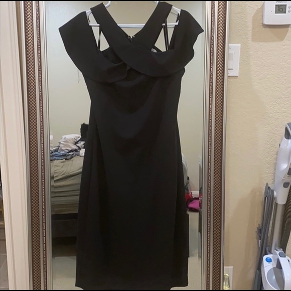 NWT Rachel Roy black off the shoulder black midi dress - Picture 3 of 4